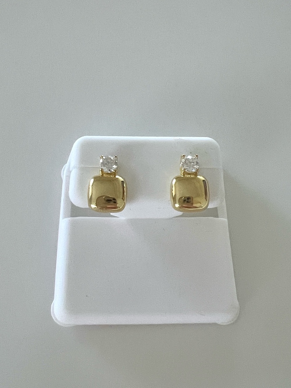 1.00 CTW Moissanite Stud Drop Earrings 925 Sterling Silver with Gold Overlay